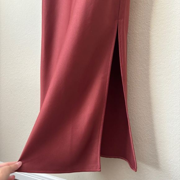 Anthropologie BHLDN Cali Satin Cowl-Neck Midi Slip Dress in Rust - Picture 8 of 16